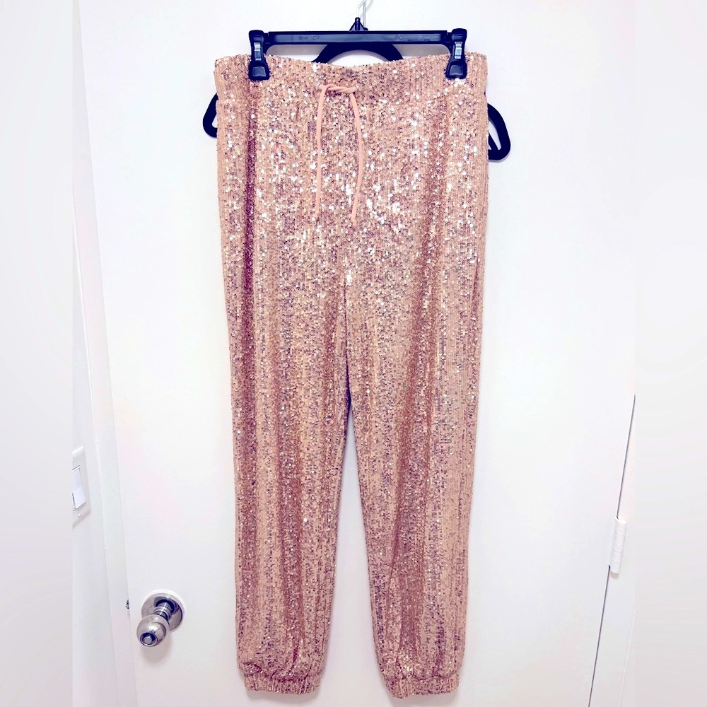 Rose gold sequin genie/jogger pants